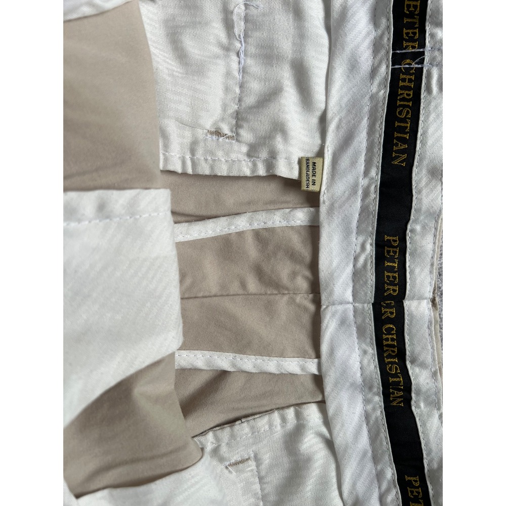 Peter Christian Mens Flat Front Chino Pants Stone Beige Cotton Stretch 36x27x13 - Picture 6 of 7